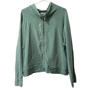Fresh produce Green Lightweight Zip Shirt Long Sleeve Hooded Size XL Stretch
